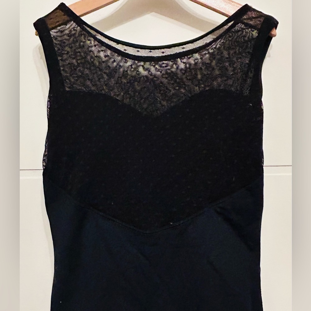 BLOCH womens black medium body suit with lace accent